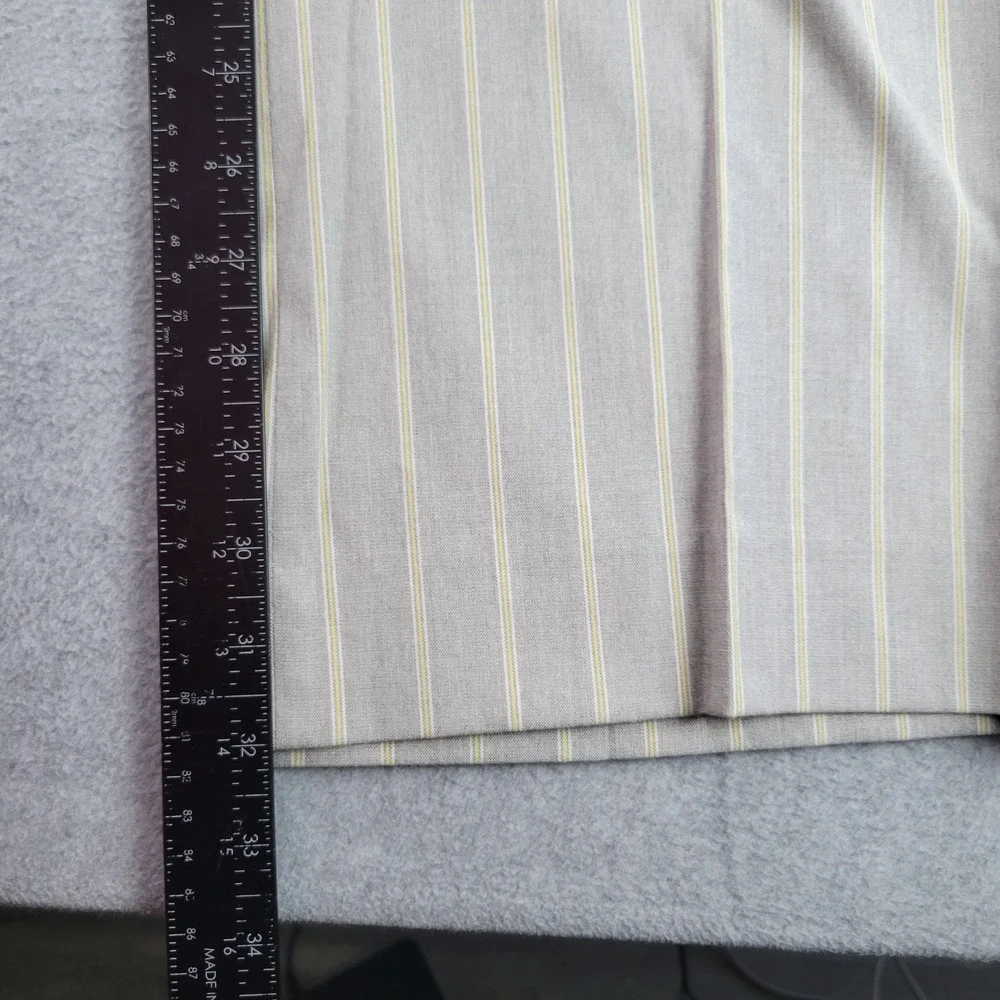 Banana Republic Logan Dress Pants Womens 18 Grey Yellow Pinstripe Linen Blend
